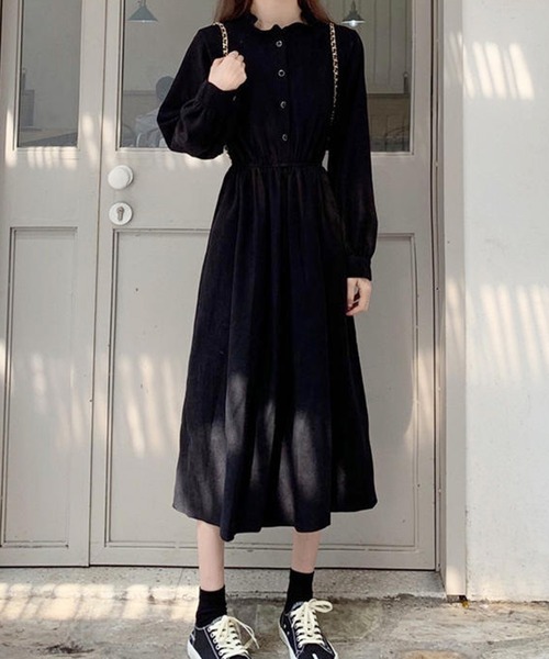 Amulet（アミュレット）の「フリルネックシャツワンピース（シャツワンピース・レディース・ブラック/ベージュ・XL/L/M）」の13枚目の写真