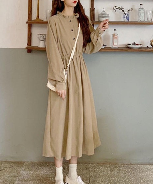 Amulet（アミュレット）の「フリルネックシャツワンピース（シャツワンピース・レディース・ブラック/ベージュ・XL/L/M）」の16枚目の写真