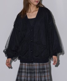 SETUP7（セットアップセブン）の「【MAISON BREEZE reveur】チュールドッキングVネックニットカーディガン　DTK（カーディガン/ボレロ）」