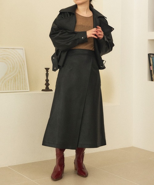 Sirin（シリン）の「エコレザーイレヘムスカート【2サイズ展開】（スカート・レディース・ブラック/グレー・X-SMALL/SMALL）」の9枚目の写真