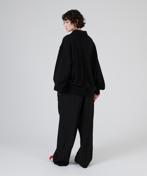 SILVER BUTTON SWEAT POLO SHIRT / シルバーボタンスウェット