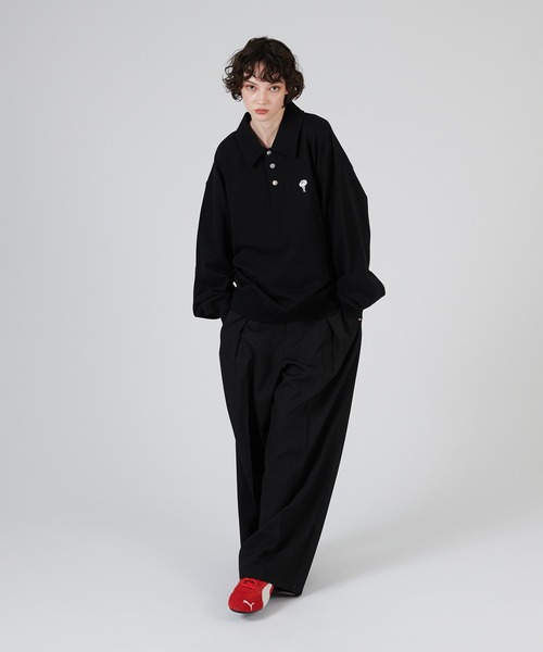 SILVER BUTTON SWEAT POLO SHIRT / シルバーボタンスウェット