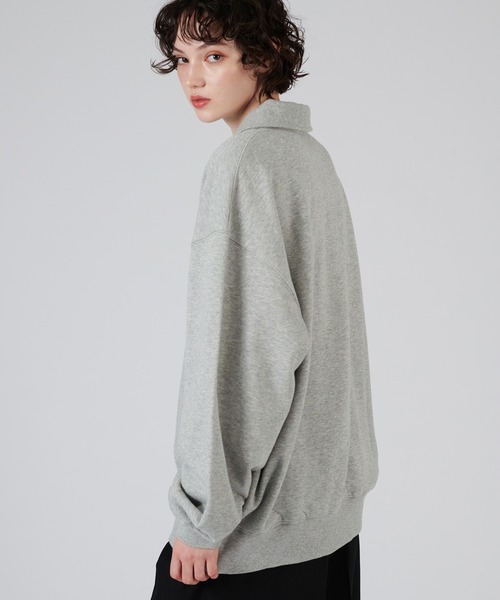 ONCILY（オンシェリー）の「SILVER BUTTON SWEAT POLO SHIRT / シルバーボタンスウェットポロシャツ（スウェット・メンズ・ブラック/グレー・LARGE/MEDIUM/SMALL）」の8枚目の写真