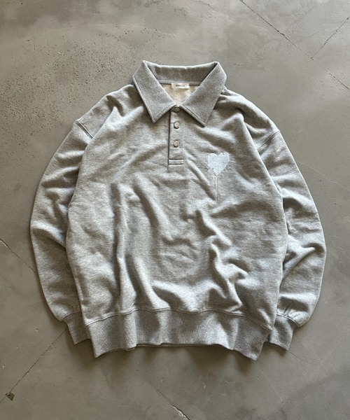 ONCILY（オンシェリー）の「SILVER BUTTON SWEAT POLO SHIRT / シルバーボタンスウェットポロシャツ（スウェット・メンズ・ブラック/グレー・LARGE/MEDIUM/SMALL）」の16枚目の写真
