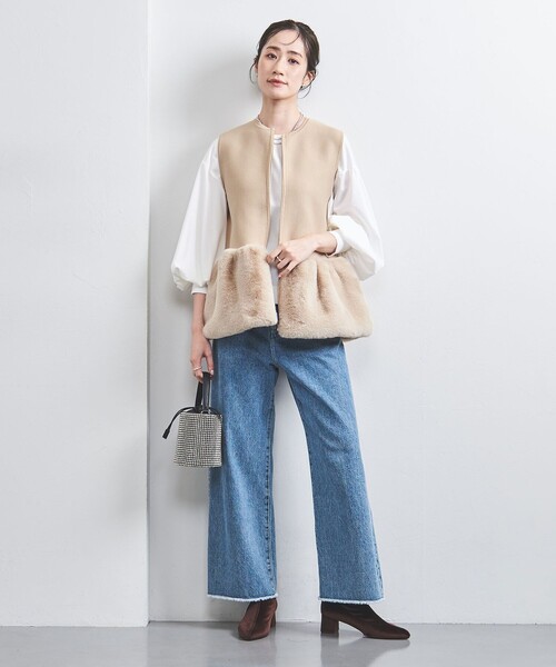 UNITED ARROWS(ユナイテッドアローズ)の「フェイク ファー コンビ ベスト(ベスト・レディース・ブラック/ベージュ・FREE)」の3枚目の写真