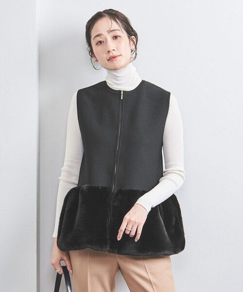 UNITED ARROWS フェイク ファー コンビ ベスト ユナイテッドアローズ 新品タグ付きフェイク ファー コンビ