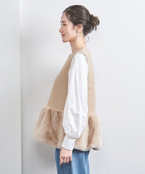 UNITED ARROWS(ユナイテッドアローズ)の「フェイク ファー コンビ ベスト(ベスト・レディース・ブラック/ベージュ・FREE)」の11枚目の写真