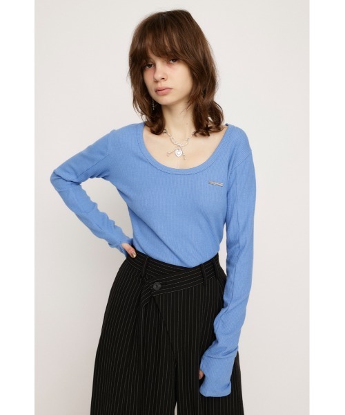 SLY（スライ）の「METAL PLATE BASIC TOPS メタル プレート ベーシック トップス（Tシャツ/カットソー・レディース・ブラック/レッド/ブルー/杢グレー・FREE）」の16枚目の写真