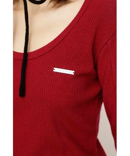 SLY（スライ）の「METAL PLATE BASIC TOPS メタル プレート ベーシック トップス（Tシャツ/カットソー・レディース・ブラック/レッド/ブルー/杢グレー・FREE）」の7枚目の写真