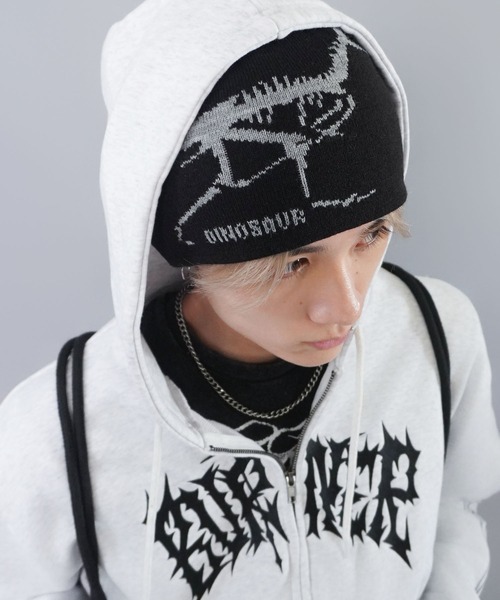 SPINNS（スピンズ）の「シングルニットキャップ 恐竜/ダイナソー（ニットキャップ/ビーニー・メンズ・ブラック/カーキ・ONESIZE）」の6枚目の写真