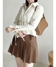 フロントファスナーギャザーシャツ