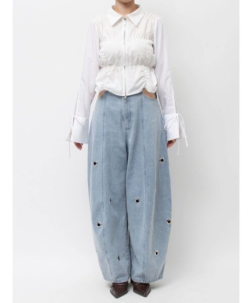 dazzlin（ダズリン）の「フロントファスナーギャザーシャツ（シャツ/ブラウス・レディース・オフホワイト/ピンク/イエロー/ブルー・FREE）」の14枚目の写真