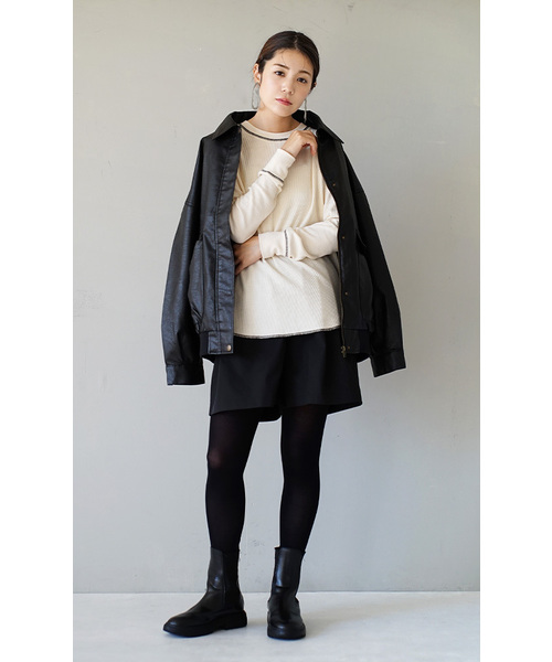 MIMIMEMETE（ミミメメット）の「ワッフルステッチ クルーネックプルオーバー（Tシャツ/カットソー・レディース・アイボリー/カーキ/杢グレー/ネイビー・M）」の19枚目の写真