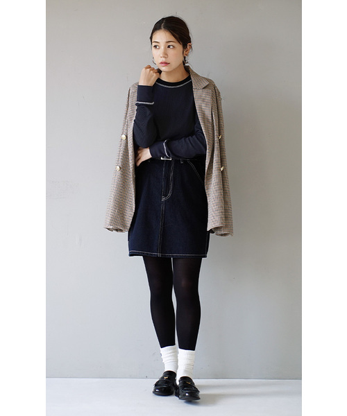 MIMIMEMETE（ミミメメット）の「ワッフルステッチ クルーネックプルオーバー（Tシャツ/カットソー・レディース・アイボリー/カーキ/杢グレー/ネイビー・M）」の9枚目の写真