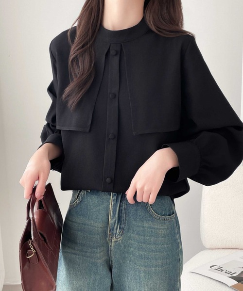 ABITOKYO(アビトーキョー)の「ボリュウーム袖クルミボタンケーブデザインブラウス(シャツ/ブラウス・レディース・ホワイト/ブラック/ブルーグレー・M/L/XL)」の15枚目の写真