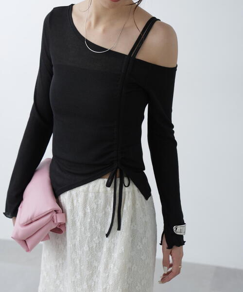 FREE'S MART（フリーズマート）の「●ワンショルシャーリングテレコカットソー（Tシャツ/カットソー・レディース・グレー/ピンク/ホワイト/ブラック・FREE）」の18枚目の写真