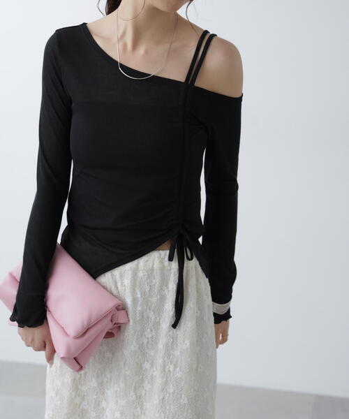 FREE'S MART（フリーズマート）の「●ワンショルシャーリングテレコカットソー（Tシャツ/カットソー・レディース・グレー/ピンク/ホワイト/ブラック・FREE）」の19枚目の写真