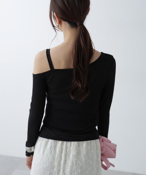 FREE'S MART（フリーズマート）の「●ワンショルシャーリングテレコカットソー（Tシャツ/カットソー・レディース・グレー/ピンク/ホワイト/ブラック・FREE）」の22枚目の写真