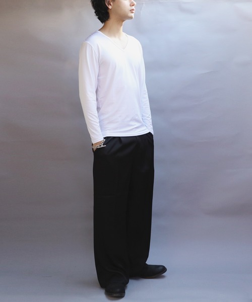 8(eight)(エイト)の「裏起毛ストレッチVネックロンT(Tシャツ/カットソー・メンズ・ネイビー/ブラック/ホワイト/チャコールグレー・SMALL/MEDIUM/X-LARGE/LARGE)」の11枚目の写真