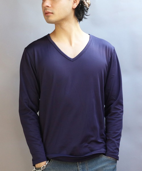 8(eight)(エイト)の「裏起毛ストレッチVネックロンT(Tシャツ/カットソー・メンズ・ネイビー/ブラック/ホワイト/チャコールグレー・SMALL/MEDIUM/X-LARGE/LARGE)」の5枚目の写真