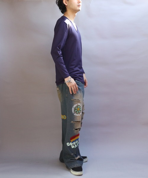8(eight)(エイト)の「裏起毛ストレッチVネックロンT(Tシャツ/カットソー・メンズ・ネイビー/ブラック/ホワイト/チャコールグレー・SMALL/MEDIUM/X-LARGE/LARGE)」の18枚目の写真