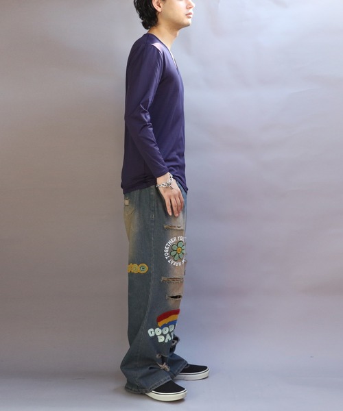 8(eight)(エイト)の「裏起毛ストレッチVネックロンT(Tシャツ/カットソー・メンズ・ネイビー/ブラック/ホワイト/チャコールグレー・SMALL/MEDIUM/X-LARGE/LARGE)」の19枚目の写真