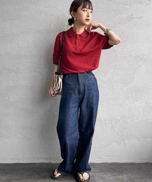 【FRED PERRY】 フレッドペリーワンポイントロゴ刺繍ポロシャツM3600 FRED PERRY/フレッドペリー] ツインティップライン ワンポイント