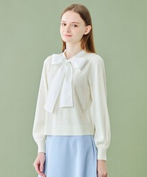 極美品 ブルーレーベルクレストブリッジ チュールスリーブニット リボン トップス 極美品 ブルーレーベルクレストブリッジ チュールスリーブニット