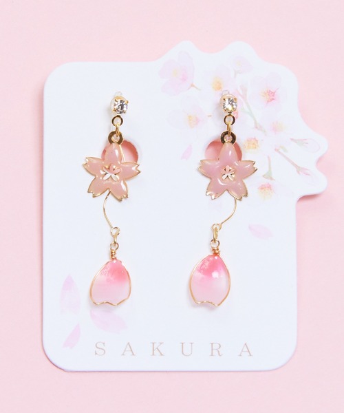 gargle(ガーグル)の「gargle ガーグル:桜吹雪 さくら 樹脂アンピアス(イヤリング)(イヤリング・レディース・ホワイト/ピンク・FREE)」の8枚目の写真