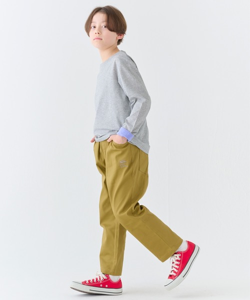 KRIFF MAYER Kid's Collection（クリフメイヤーキッズコレクション）の「UVカット袖ペロ ロンT（Tシャツ/カットソー・キッズ・チャコール/グレイッシュベージュ/サックスブルー/ライトグリーン/マスタード/グレー・140/130/120/170/160/150）」の22枚目の写真