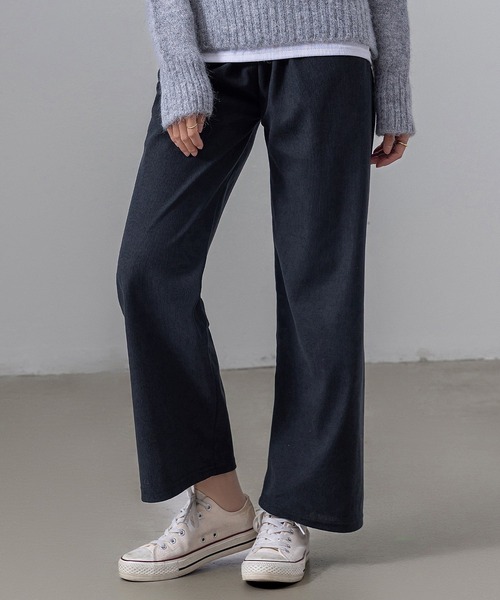 DAY CLOSET(デイ クローゼット)の「【サイズ調整可能な差し色紐付き】ノームコアコーデュロイセミワイドストレートパンツ レディース(その他パンツ・レディース・ベージュ/ブラウン/ダークグレー/オフホワイト/ブラック/ピンク/アイボリー・FREE)」の4枚目の写真