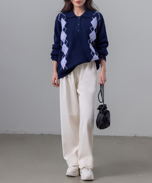 DAY CLOSET(デイ クローゼット)の「【サイズ調整可能な差し色紐付き】ノームコアコーデュロイセミワイドストレートパンツ レディース(その他パンツ・レディース・ベージュ/ブラウン/ダークグレー/オフホワイト/ブラック/ピンク/アイボリー・FREE)」の17枚目の写真