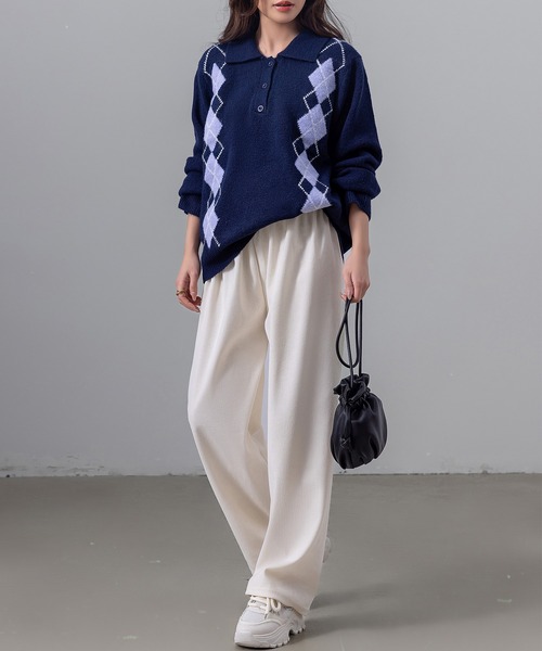 DAY CLOSET(デイ クローゼット)の「【サイズ調整可能な差し色紐付き】ノームコアコーデュロイセミワイドストレートパンツ レディース(その他パンツ・レディース・ベージュ/ブラウン/ダークグレー/オフホワイト/ブラック/ピンク/アイボリー・FREE)」の18枚目の写真