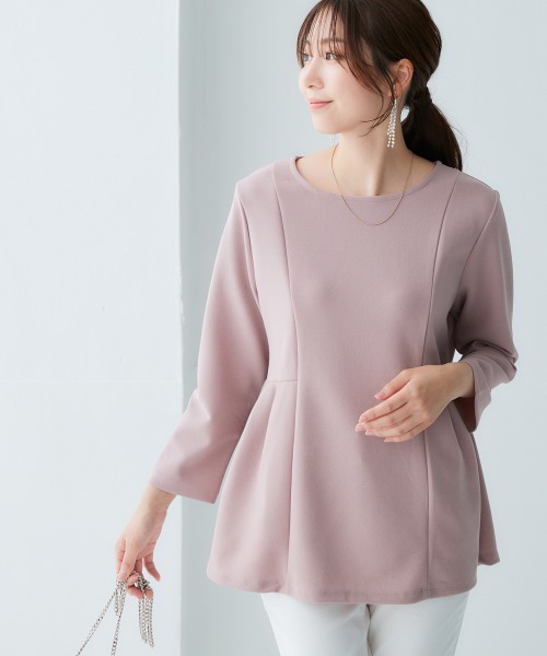 nissen（ニッセン）の「きれいめカットツイル素材サイド切替プルオーバー（毛玉・静電気防止）【セットアップ可能】＜大きいサイズ有＞（Tシャツ/カットソー・レディース・ラベンダー/チャコールグレー/ブラック/オフホワイト・S/M/L/LL/3L）」の5枚目の写真