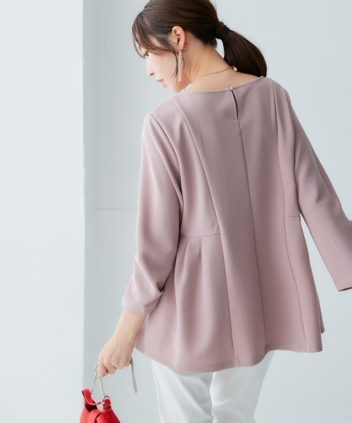 nissen（ニッセン）の「きれいめカットツイル素材サイド切替プルオーバー（毛玉・静電気防止）【セットアップ可能】＜大きいサイズ有＞（Tシャツ/カットソー・レディース・ラベンダー/チャコールグレー/ブラック/オフホワイト・S/M/L/LL/3L）」の6枚目の写真