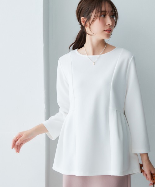 nissen（ニッセン）の「きれいめカットツイル素材サイド切替プルオーバー（毛玉・静電気防止）【セットアップ可能】＜大きいサイズ有＞（Tシャツ/カットソー・レディース・ラベンダー/チャコールグレー/ブラック/オフホワイト・S/M/L/LL/3L）」の8枚目の写真