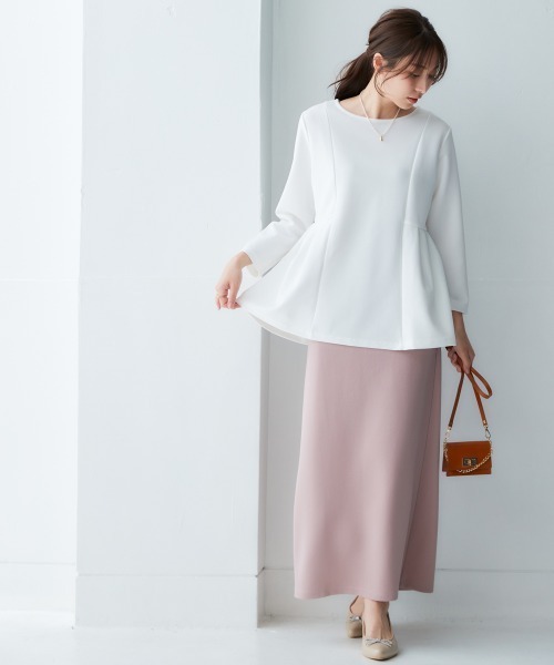 nissen（ニッセン）の「きれいめカットツイル素材サイド切替プルオーバー（毛玉・静電気防止）【セットアップ可能】＜大きいサイズ有＞（Tシャツ/カットソー・レディース・ラベンダー/チャコールグレー/ブラック/オフホワイト・S/M/L/LL/3L）」の10枚目の写真