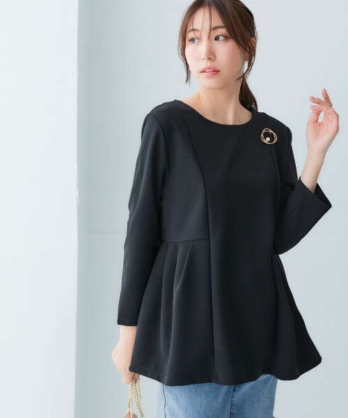 nissen（ニッセン）の「きれいめカットツイル素材サイド切替プルオーバー（毛玉・静電気防止）【セットアップ可能】＜大きいサイズ有＞（Tシャツ/カットソー・レディース・ラベンダー/チャコールグレー/ブラック/オフホワイト・S/M/L/LL/3L）」の11枚目の写真