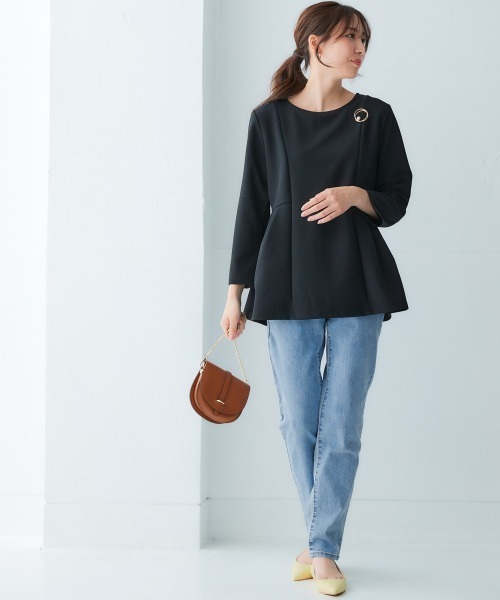 nissen（ニッセン）の「きれいめカットツイル素材サイド切替プルオーバー（毛玉・静電気防止）【セットアップ可能】＜大きいサイズ有＞（Tシャツ/カットソー・レディース・ラベンダー/チャコールグレー/ブラック/オフホワイト・S/M/L/LL/3L）」の12枚目の写真