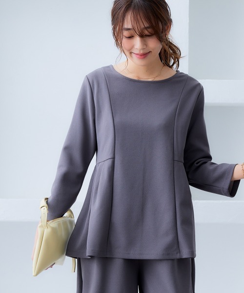 nissen（ニッセン）の「きれいめカットツイル素材サイド切替プルオーバー（毛玉・静電気防止）【セットアップ可能】＜大きいサイズ有＞（Tシャツ/カットソー・レディース・ラベンダー/チャコールグレー/ブラック/オフホワイト・S/M/L/LL/3L）」の13枚目の写真