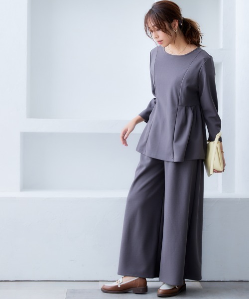 nissen（ニッセン）の「きれいめカットツイル素材サイド切替プルオーバー（毛玉・静電気防止）【セットアップ可能】＜大きいサイズ有＞（Tシャツ/カットソー・レディース・ラベンダー/チャコールグレー/ブラック/オフホワイト・S/M/L/LL/3L）」の14枚目の写真