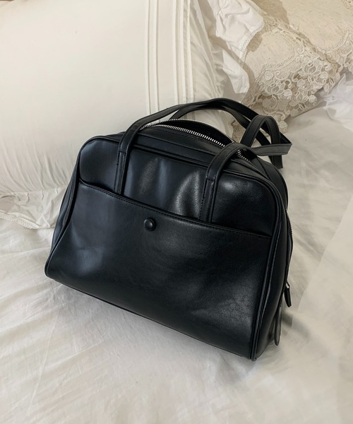 Teem Store(チームストア)の「【大容量/iPad対応/A5対応◎】【動画あり/お気に入り数2.6万人突破!/累計販売数5000点!】フロントポケットスクエアショルダーバッグ マチあり(ショルダーバッグ・レディース・ブラック/ブラウン・F)」の17枚目の写真