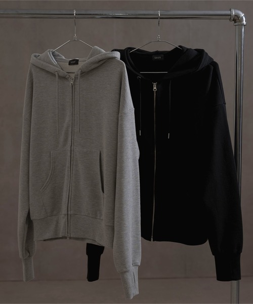 LUCY(ルーシー)の「LUCY/ショートダブルZIPパーカー(パーカー・メンズ・杢グレー/ブラック・LARGE/MEDIUM)」の8枚目の写真