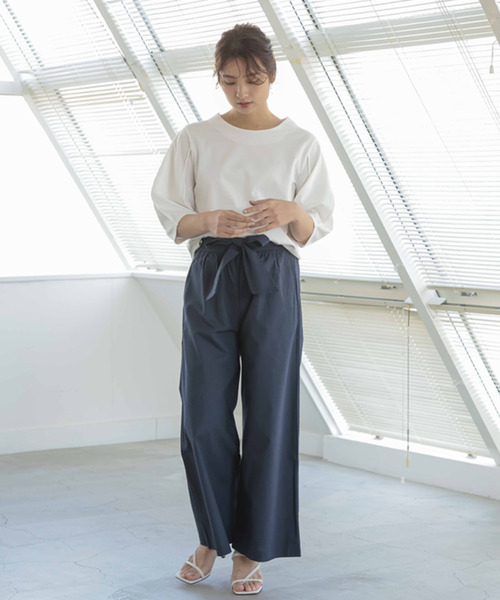 aquagarage(アクアガレージ)の「ワイドパンツ リボンベルト付き(その他パンツ・レディース・ブラック/グレー/ベージュ/ネイビー/グリーン/ホワイト・M/L/LL)」の6枚目の写真