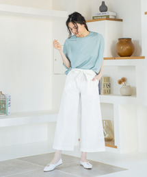 ワイドパンツ リボンベルト付き