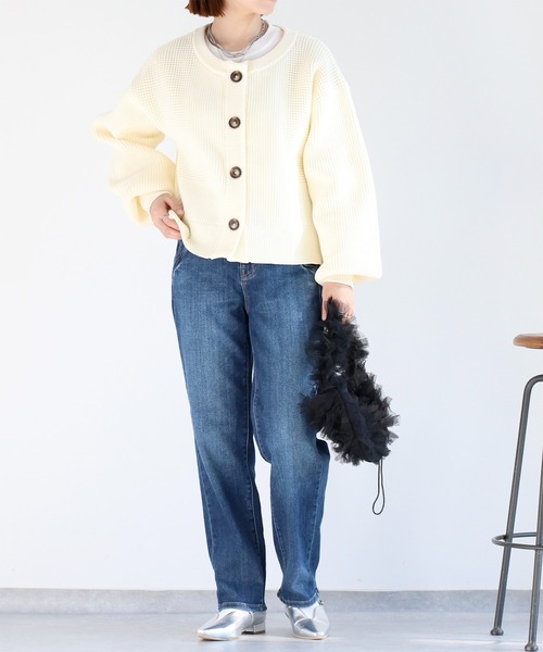 cepo(セポ)の「〈編地切り替え〉クロップドニットカーディガン(カーディガン/ボレロ・レディース・グレー/オフホワイト/イエロー・M)」の20枚目の写真