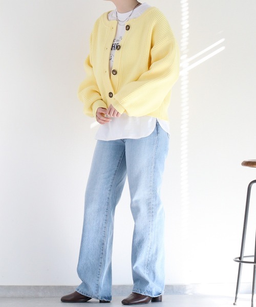 cepo(セポ)の「〈編地切り替え〉クロップドニットカーディガン(カーディガン/ボレロ・レディース・グレー/オフホワイト/イエロー・M)」の11枚目の写真