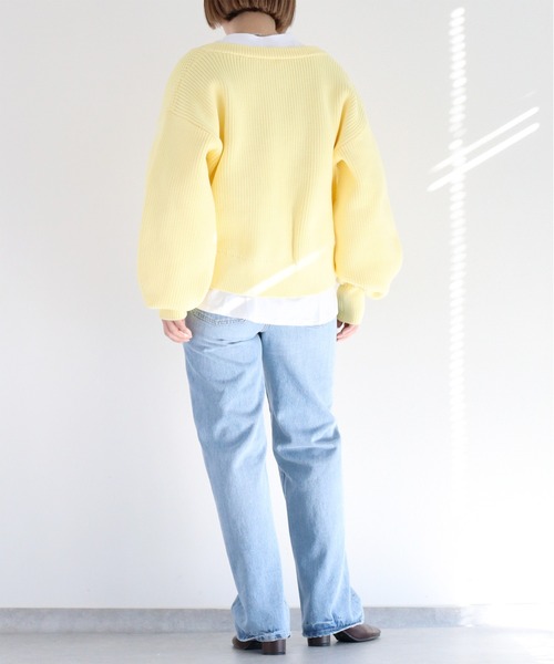cepo(セポ)の「〈編地切り替え〉クロップドニットカーディガン(カーディガン/ボレロ・レディース・グレー/オフホワイト/イエロー・M)」の12枚目の写真