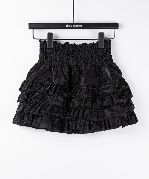 me+em select(ミームセレクト)の「※※【 3color /インナーパンツ裏地付 】ハイウエストシャーリングフリルミニスカート / high waist shirring frill mini skirt(スカート・レディース・ブラック/ベージュ・FREE)」の13枚目の写真