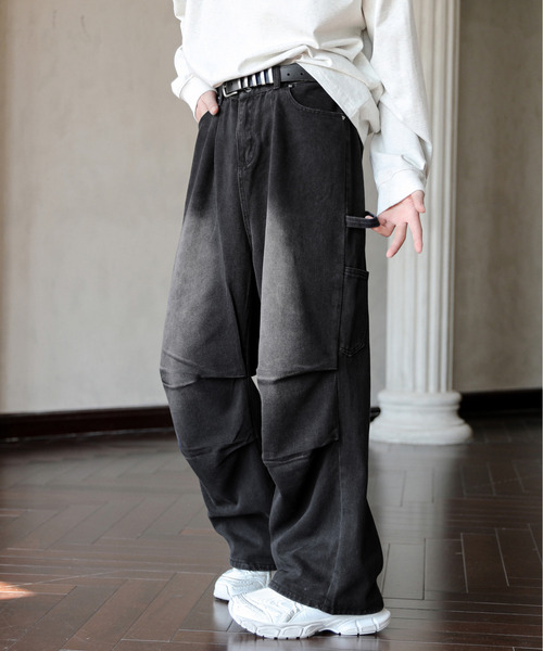 neos(ネオス)の「【neos】ルーズシルエット ヴィンテージウォッシュ ワイド ペインター デニム パンツ(デニムパンツ・メンズ・ブルー/ブラック・MEDIUM/LARGE/X-LARGE)」の1枚目の写真